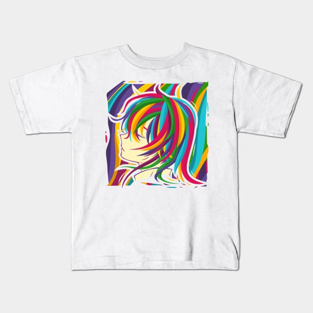 colorful girl #7 Kids T-Shirt by keenkei